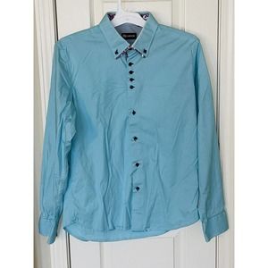 Re Camicia Men’s Light Blue Button up Shirt Size Large 97% Cotton 3% Elastane